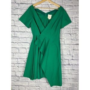 Anthropologie Size 6 Maeve Dress Kelly Green Seamed Origami Poplin
